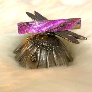 Pink dichroic glass barrette